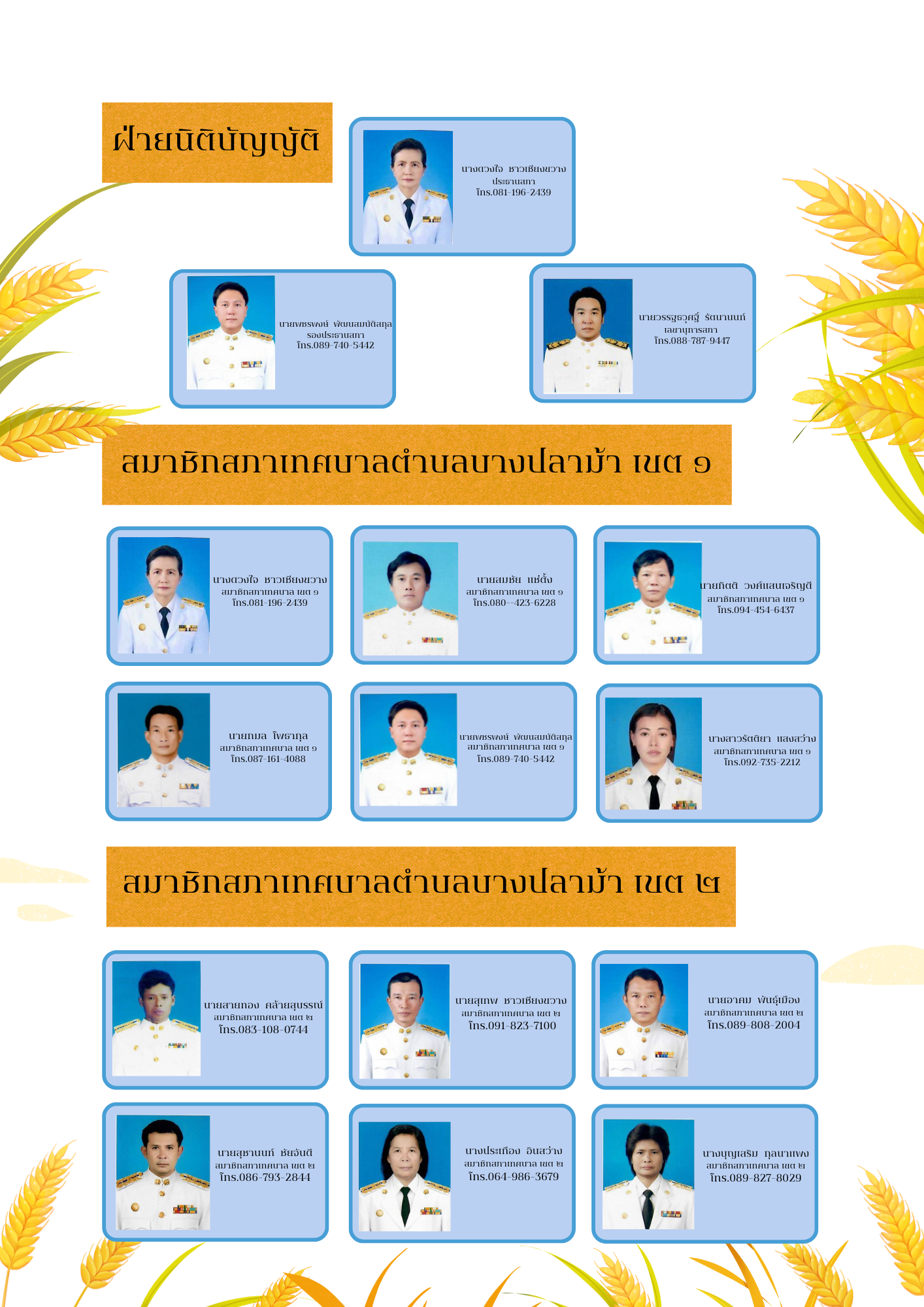 สมาชิกสภา   สํานักปลัด เทศบาลตําบลบางปลาม้า